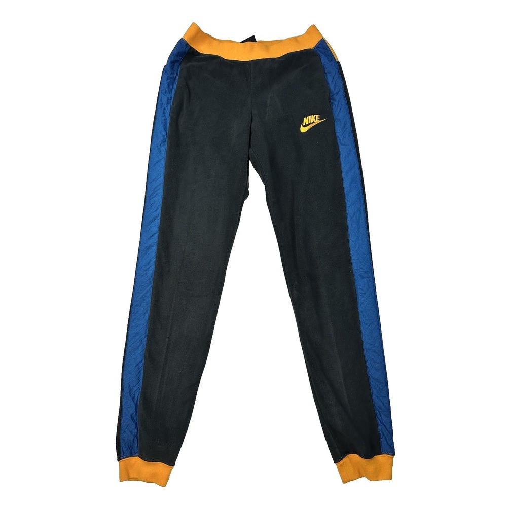 Mens Nike Sweatpants Tapered Joggers Fleece Black Colorblock Size Small Swoosh